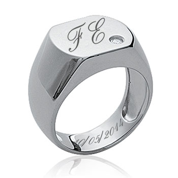 Bague chevalière femme personnalisable, en argent massif OZ