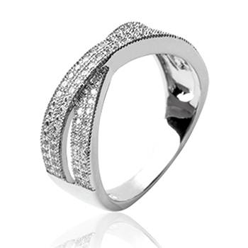 Bague fiançailles femme, argent et oxyde de zirconium