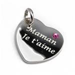 Pendentif coeur à message argent et strass 