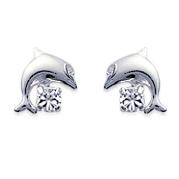 Boucles d'oreille bébé argent - Dauphins