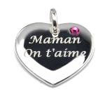 Coeur argent à message + strass