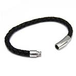 Bracelet homme cuir tressé et acier rond 