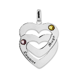 Pendentif prénom double cœur en argent 925/1000 