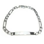 Gourmette femme- argent brillant, maille alternée 1+3