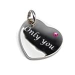 Pendentif coeur à message argent et strass 